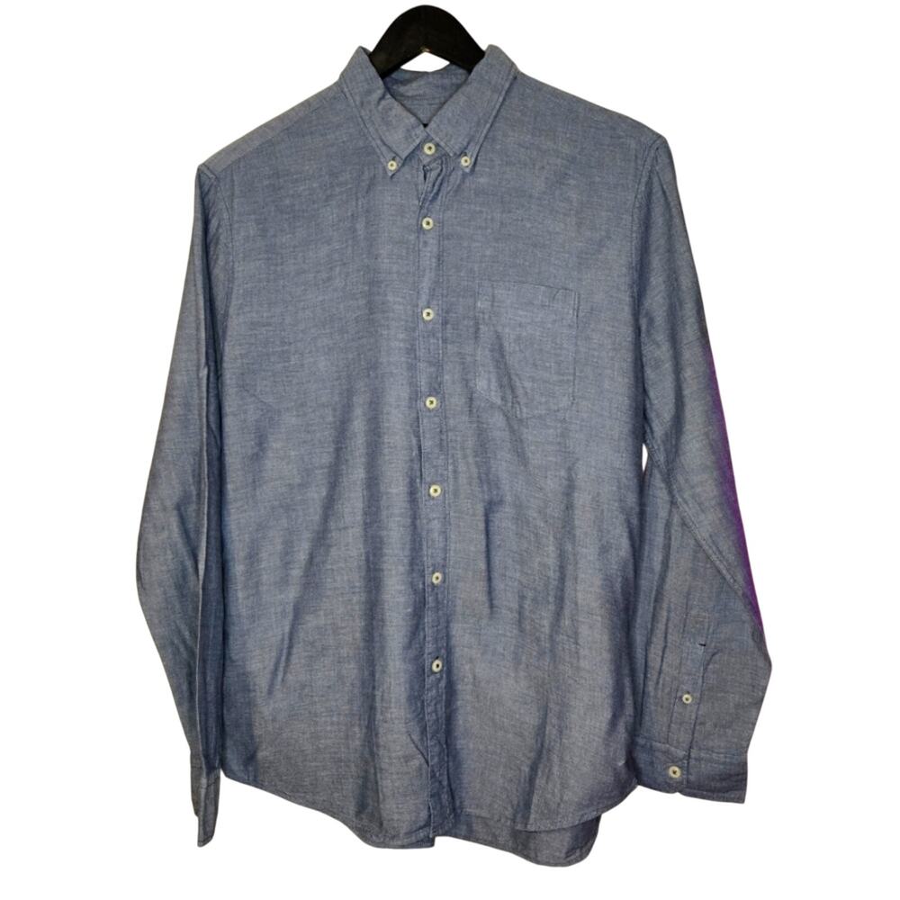 American Eagle Outfitters Large Gray 100% Cotton Button-Down Shirt [0062]